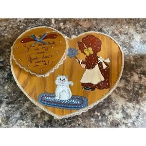 Vintage Hand Painted Heart Wall Decor, Cottagecore